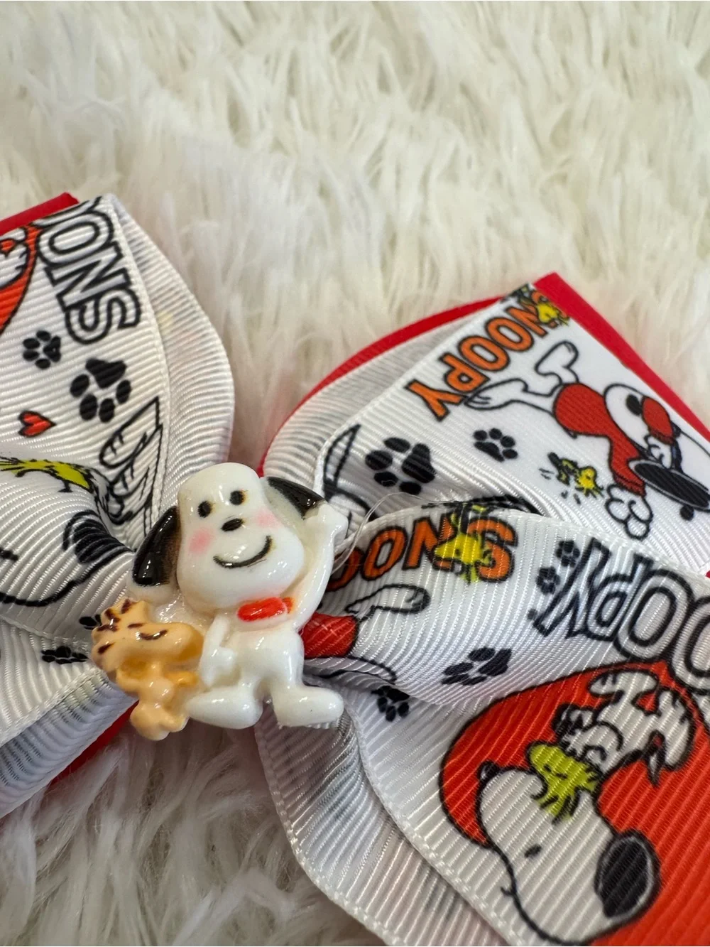 Red Snoopy Kids Hair Bow clip with Cute Charm